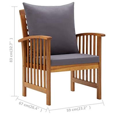 Tuinstoelen 2 st met kussens massief acaciahout - thumbnail