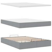 Ottoman bed met matras 140x200cm stof lichtgrijs - thumbnail