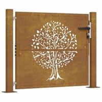 Poort 100x100 cm boomontwerp cortenstaal - thumbnail