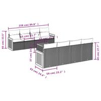 9-delige Loungeset met kussens poly rattan zwart - thumbnail