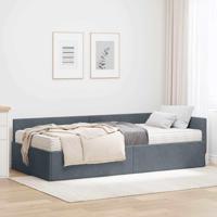 Hoekbedframe met Matras Anders 2 pcs Grijs Fluweel - thumbnail