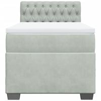 Boxspring met matras fluweel lichtgrijs 100x200 cm - thumbnail