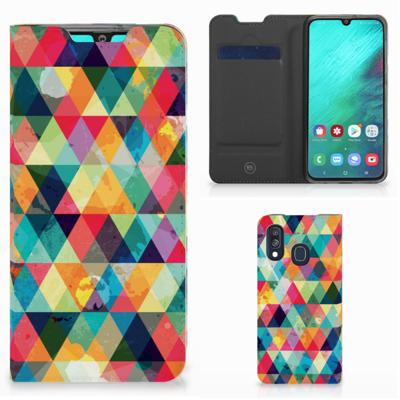 Samsung Galaxy A40 | Hoesje met Magneet | Geruit Samsung Galaxy A40 | Hoesje met Magneet | Geruit