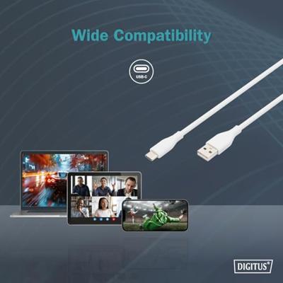 Digitus USB-kabel USB 2.0 USB-A stekker, USB-C stekker 2.00 m Wit (mat) Flexibel, Zeer flexibel, Met USB, Silicone, Uitstekende verouderingseigenschappen, Digitus USB-kabel USB 2.0 USB-A stekker, USB-C stekker 2.00 m Wit (mat) Flexibel, Zeer flexibel, Met USB, Silicone, Uitstekende verouderingseigenschappen,