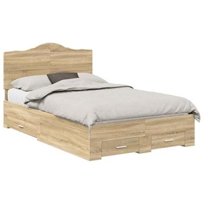 Bedframe met hoofdeinde Sonoma Eiken 120 x 200 cm Bewerkt hout