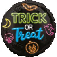 Amscan Folieballon Neon Trick Or Treat 45 Cm Zwart - thumbnail