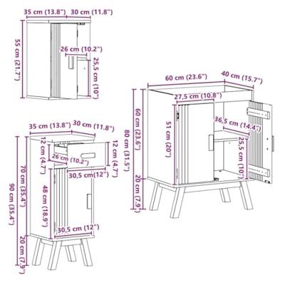 Badkamermeubelset met lade 3 pcs Bruin Massief grenenhout
