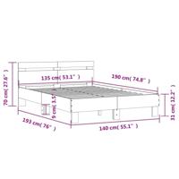 Bedframe met hoofdeinde bruin eikenkleur 135x190 cm - thumbnail