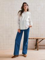 Blouse met geborduurd effect voor zwangerschap en borstvoeding wit - thumbnail