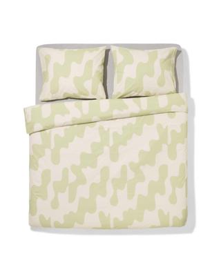 HEMA Dekbedovertrek 200x200/220cm zacht katoen lijnen (groen)