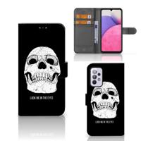 Telefoonhoesje met Naam Samsung Galaxy A33 5G Skull Eyes | Portemonnee hoesje - thumbnail