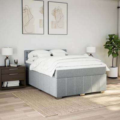 Boxspring met matras stof lichtgrijs 160x200 cm