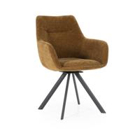 By-Boo Draaibare Eetkamerstoel 'Bliss' Met armleuning, kleur Mosterdgeel - thumbnail