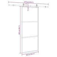 Schuifdeur met beslagset 90x205 cm gehard glas zwart - thumbnail