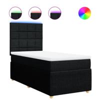 Boxspring met matras stof zwart 90x190 cm - thumbnail