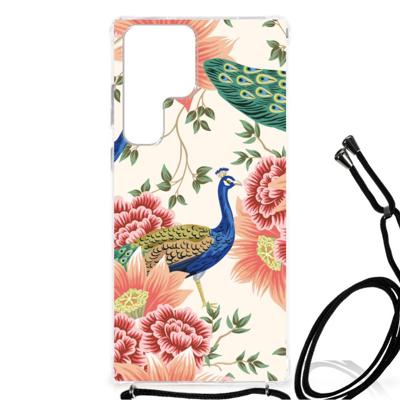 Case Anti-shock voor Samsung Galaxy S23 Ultra Pink Peacock Case Anti-shock voor Samsung Galaxy S23 Ultra Pink Peacock