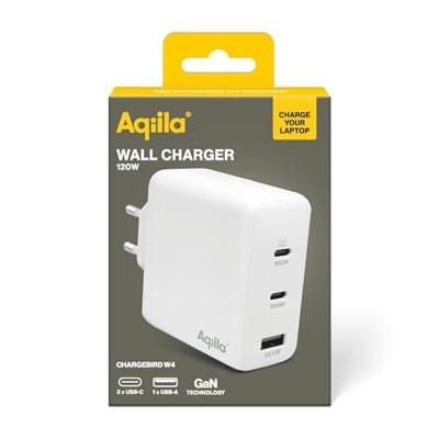 Aqiila W4 USB-oplader 120 W 1x USB-A, 2x USB-C USB PD, Quick Charge 3.0, QC 4+ Wit Binnen Aqiila W4 USB-oplader 120 W 1x USB-A, 2x USB-C USB PD, Quick Charge 3.0, QC 4+ Wit Binnen