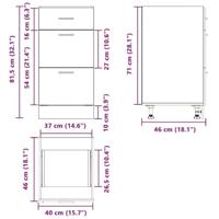 Onderkast Lyon 40x46x81,5 cm bewerkt hout wit - thumbnail