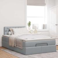 Ottoman bed met matras en LED's 120x200 cm stof lichtgrijs - thumbnail