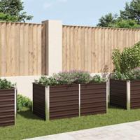 VidaXL Plantenbak verhoogd 160x80x77 cm gegalvaniseerd staal bruin - thumbnail