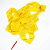 5 stuks 4 m artistieke kleur Turnen lint dans rekwisieten kinderen speelgoed (geel) - thumbnail