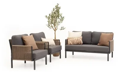 Trestino stoel-bank loungeset caudry 2-zits antraciet