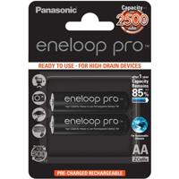Panasonic BK-3HCDE/2BE eneloop pro Ready-to-Use Ni-MH batterijen, AA/Mignon, 2-pack, min. 2500 mAh, levensduur van 500 laadcycli, met geringe zelfontlading, oplaadbare,in plasticvrije verpakking,Zwart - thumbnail