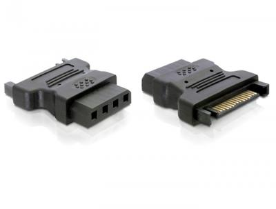 Delock Adapter Schijf, Stroom [1x Molex 4-polig bus - 1x SATA-stroomstekker] Zwart