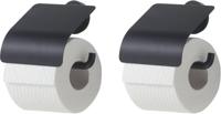 Tiger Urban toiletrolhouder met klep zwart set van 2 stuks - thumbnail