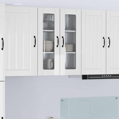 Keukenkast Hoogglans wit 60 x 31 x 80 cm Bewerkt hout