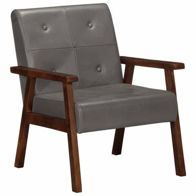 VidaXL Fauteuil echt leer grijs VidaXL Fauteuil echt leer grijs