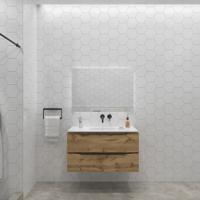 Badkamermeubelset Gliss Design Hera Mat Zwart 100cm 2 Laden Rustiek Eiken (Keuze Wastafel) - thumbnail