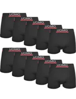Uomo 10-Pack Heren Boxershort microfiber naadloos - Uni Black - Zwarte multipack heren onderbroeken - Voordeelverpakking goedkope boxershorts - herenondergoed - thumbnail
