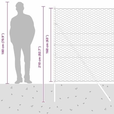 VidaXL Afrasteringspaal zilver 25 x 1,6 m (50 mm gaas) staal