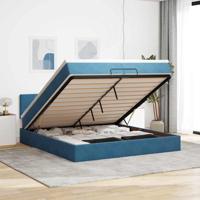 Ottoman bed met matras 200x200 cm fluweel donkerblauw - thumbnail
