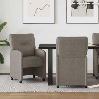 Eetstoelen met wiel 2 pcs Grijs 57 x 67 x 95 cm Kunstleer