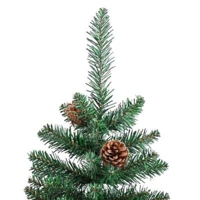 VidaXL Slanke kerstboom groen 180 cm pvc en massief dennenhout
