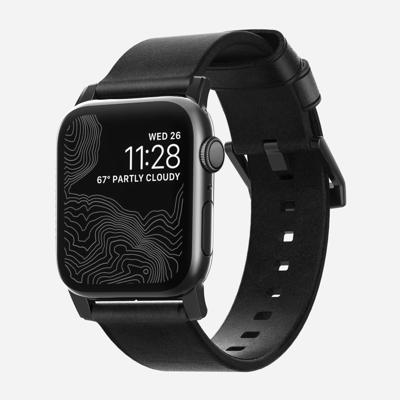 Nomad Modern lederen horlogeband zwart / zwarte hardware 45/46/49 mm - Black - thumbnail