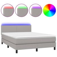 Boxspring met matras en LED stof lichtgrijs 140x200 cm - thumbnail