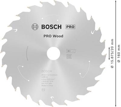 Bosch Accessories Bosch Power Tools 2608837676 Hardmetaal-cirkelzaagblad 160 x 20 mm Aantal tanden: 24 1 stuk(s)