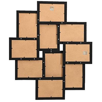 VidaXL Fotolijst voor 10x(10x15 cm) foto mdf zwart