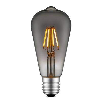 Edison Vintage E27 LED filament lichtbron Drop | ST64 Deco | Retro LED lamp | 6.4/6.4/14cm | Rook | geschikt voor E27 fitting | Dimbaar | 4W 150lm 1800K | warm wit licht