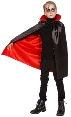 Dracula cape met kraag zwart/rood