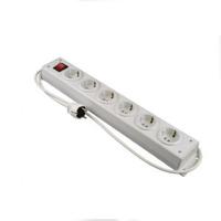 Stekkerblok 6 stopcontacten met schakelaar snoer stekker professioneel wit - thumbnail