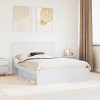 Bedframe met hoofdeinde Wit 150 x 200 cm Massief grenenhout - thumbnail