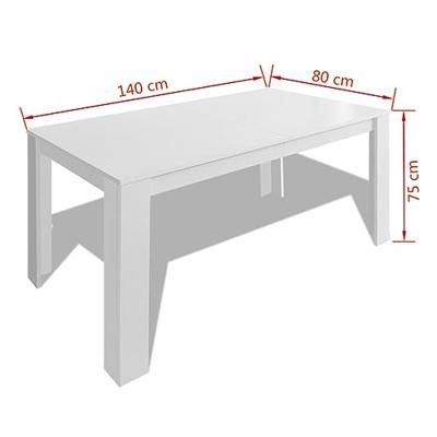 vidaXL Eettafel 140x80x75 cm wit vidaXL Eettafel 140x80x75 cm wit