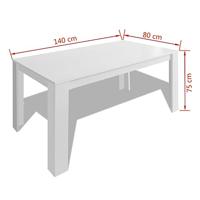 vidaXL Eettafel 140x80x75 cm wit - thumbnail