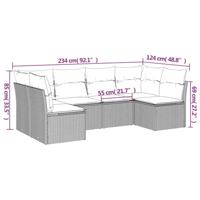 6-delige Loungeset met kussens poly rattan zwart - thumbnail