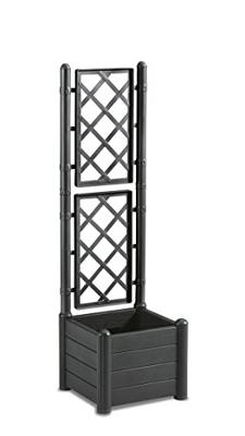 ITALIA vierkante bloembak met traliewerk - 30L - Kunststof - Antraciet