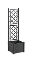 ITALIA vierkante bloembak met traliewerk - 30L - Kunststof - Antraciet - thumbnail